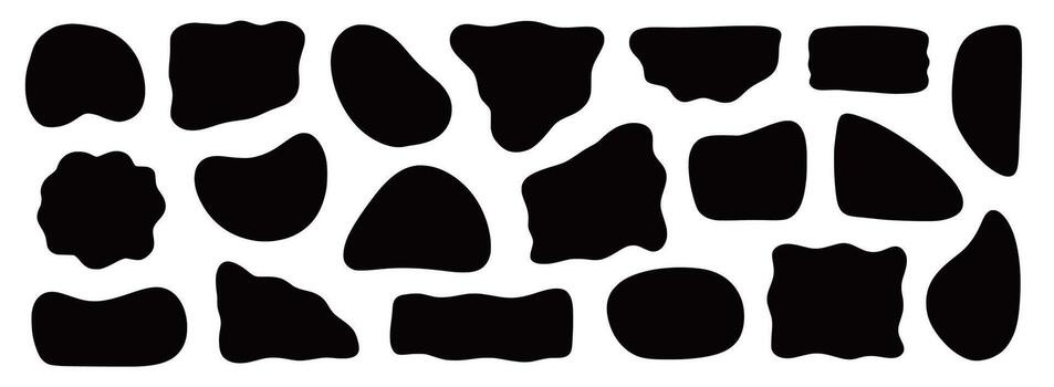 Abstract organic shape round irregular forms. Liquid organic blob curve fluid shape figure. Abstract liquid bubble, wavy different form. Soft round oval pattern background. vector