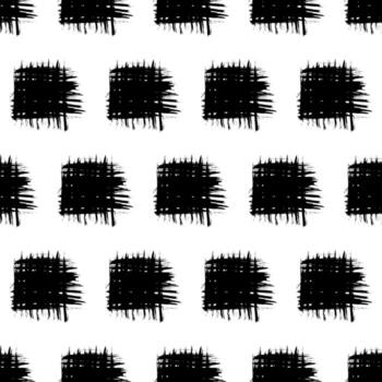 Seamless pattern with black brush stroke in square form. vector