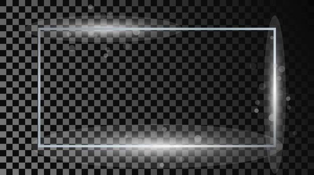 Silver glowing rectangular shape frame with sparkles. vector