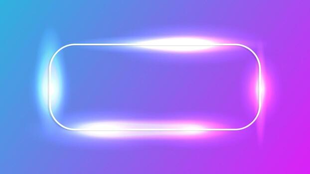 Neon rounded rectangle frame with shining effects. vector