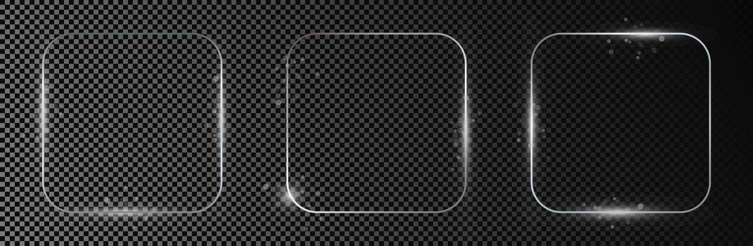 Silver glowing rounded rectangular shape frame. vector