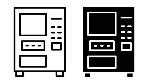 Simplistic Icons of Vending Machines in Two Contrasting Styles vector