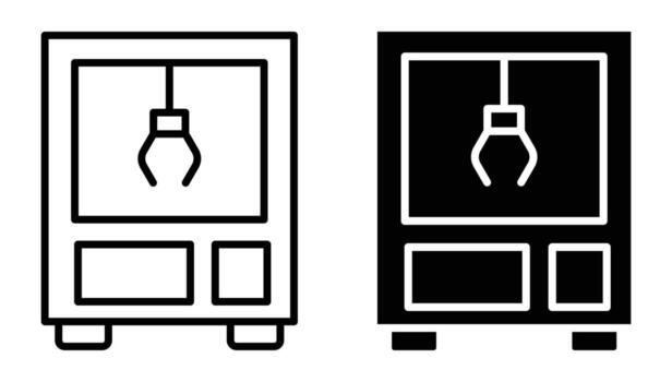 Two Variations of Claw Machine Design Outline in Black and White Style vector