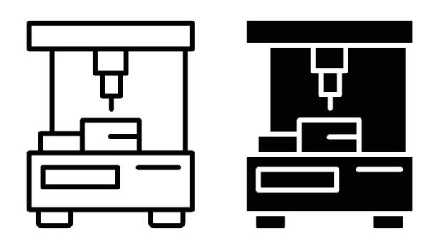 Outline and Solid Representation of a Machine with Working Components vector