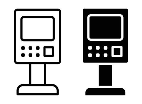 Outline and Solid Icon of Vending Machine for Illustration or Design Use vector