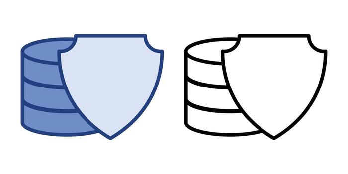 datos enmascaramiento proteger icono presentando un base de datos cilindro parcialmente cubierto por un blindaje. Perfecto para ilustrando datos proteccion, anonimización sistemas, y información seguridad control S. vector