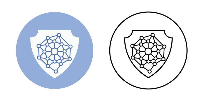 Privacy bubble network icon showing small connected dots surrounded by a translucent shield bubble. Great for illustrating secure communication, protected data sharing, and private network systems. vector