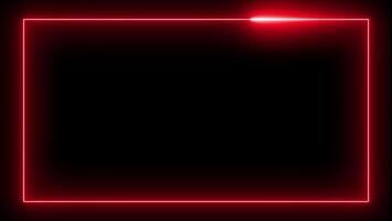 vermelho néon retangular quadro, Armação em Preto fundo abstrato video