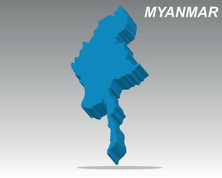 Trendy 3D map of Myanmar for business, geographic data vector