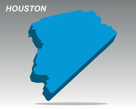 3D map provides a sharp, clean outline of Houston vector