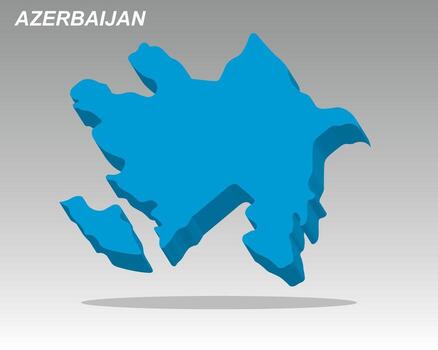 3D map of Azerbaijan with a modern, minimalist style vector