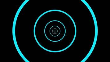 cyaan cirkels tunnel effect Aan zwart achtergrond abstract video