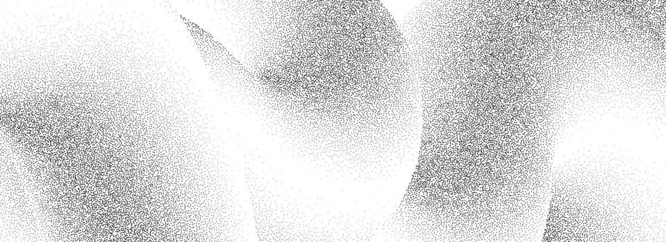 Stipple sand grain wave texture. Dotted curved wavy gradient background. Halftone cloudy fluid grit backdrop overlay. Grunge gritty noise dotwork wallpaper with particles, granules, speckles vector