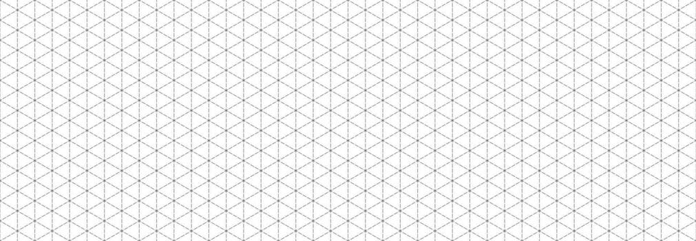 Seamless isometric grid paper. Dash linear triangular blueprint repeating pattern. Graph guide background for engineering, architect, technical drawing. Lined ruler sheet page template vector