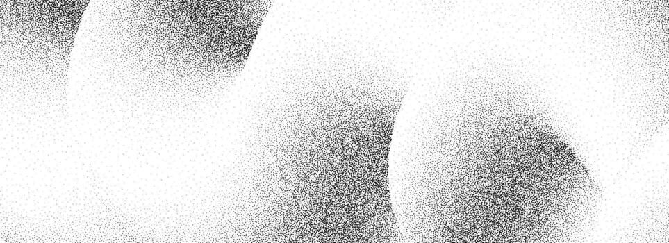 Stippled sand grain wave texture. Dotted curved wavy gradient background. Grunge gritty noise dot work wallpaper with particles, granules, speckles. Halftone cloudy fluid grit backdrop overlay vector