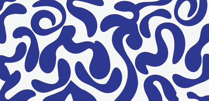 Seamless Abstract Organic Curvy Blob Pattern in Deep Blue vector
