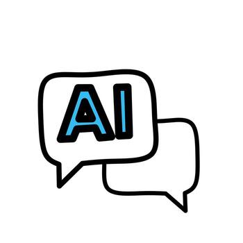 illustration of AI chat bubble icon representing artificial intelligence communication, chatbot, and virtual assistant conversation concept vector
