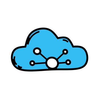 illustration of cloud computing data network icon, symbolizing internet storage, online connection, and digital technology infrastructure vector