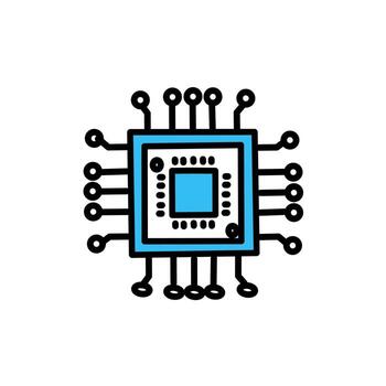 illustration of a computer chipset icon, representing hardware, processor, and digital technology. Perfect for IT, innovation, and tech industry design vector