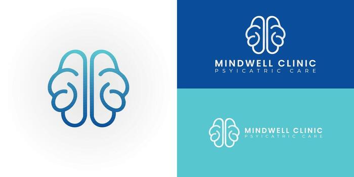 A modern continuous line silhouette of a brain, symbolizing the integration of psychotherapy and medication for holistic mind wellness. vector