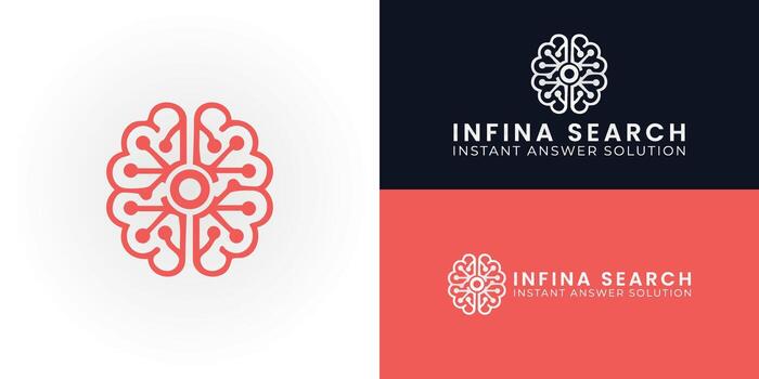 A modern depiction of a digital brain and network, centered around a connecting hub. It symbolizes the intelligence, connectivity, and data processing capabilities of the AI engine for B2B search. vector