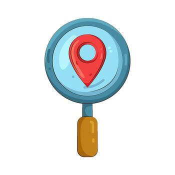 Illustration of Magnifying Glass with Red Map Pointer vector