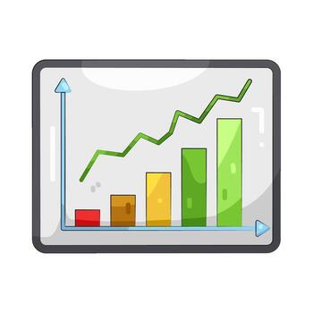 Illustration of Bar Graph with Increasing Line vector