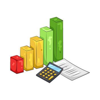 Illustration of Bar Graph with Calculator and Paper vector