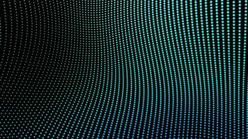 animado resumen azul puntos formando un dinámica ola modelo en un negro antecedentes lazo en 4k video