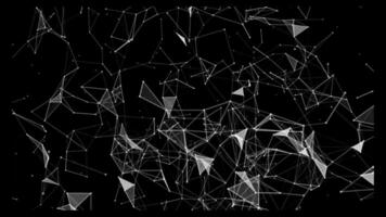 ipnotizzante bianca particella animazione su un' in profondità nero sfondo, astratto movimento grafica ciclo continuo video
