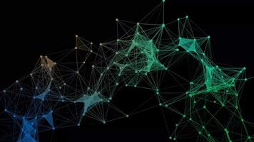 Dynamic plexus network animation with glowing lines and particles on a dark background video