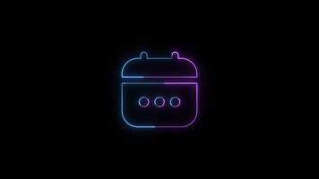 Dynamic neon calendar icon animation with glowing effect in 4k resolution video