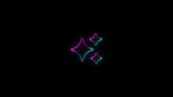 Animated three glowing stars twinkle against a dark background, creating a magical effect in 4k video
