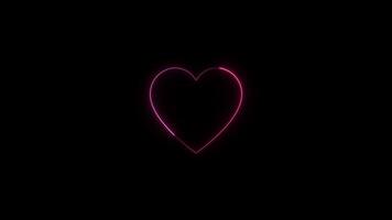 vibrerande neon hjärta ikon animering med pulserande glöd effekt i 4k upplösning video