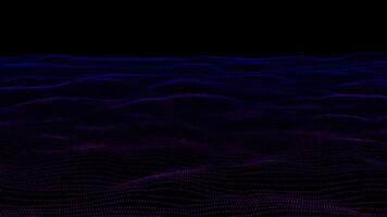 Animated abstract dark background with blue and purple dotted wavy lines pattern loop in 4k video