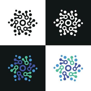 Abstract tech network symbol - Modern digital connection circuit logo design vector