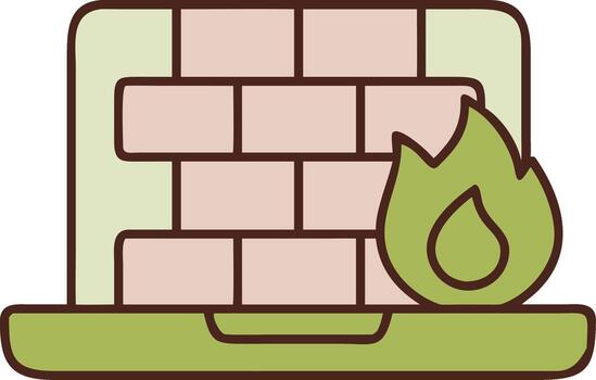 ordenador portátil con cortafuegos y fuego icono computadora seguridad vector