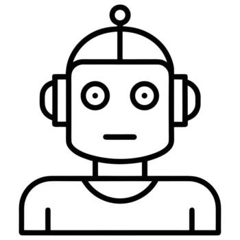 sencillo robot cabeza icono contorno androide artificial inteligencia vector