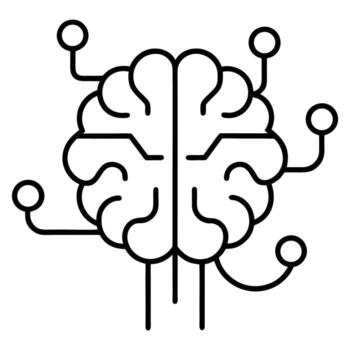 Stylized Brain Icon with Circuit Connections artificial intelligence vector