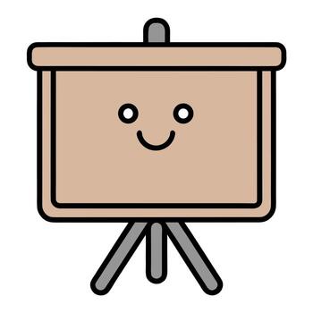 Cartoon Presentation Board with Happy Face on White Background vector