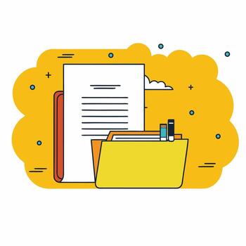Document Folder with Papers and Cloud Icon vector