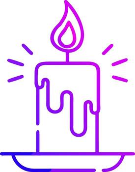 Candle with Dripping Wax and Flame Icon outline minimal vector