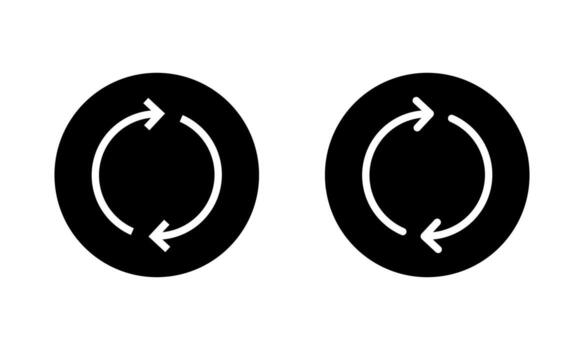 Sync arrow icon in black circle. Circular rotation symbol for refresh, reload, and update process vector