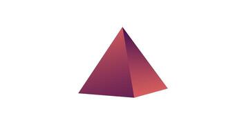 3d piramide con rosso pendenza rotante su bianca sfondo, minimalista geometrico animazione design video