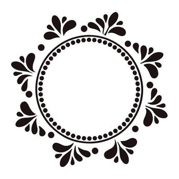 Black decorative floral frame circles the edge leaving space in the center with transparent background vector