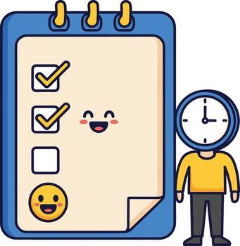 Man with checklist and clock illustration vector