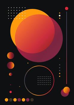 Abstract planet infographics, gradient shapes on a black background. Esoteric symbols, imitation planets. vector