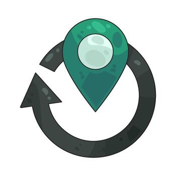 Illustration of Location Pin with Refresh Arrow vector