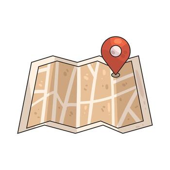 Folded Map with Location Pin vector