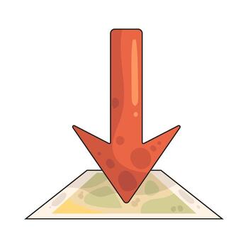 Arrow Pointing Down on Map vector